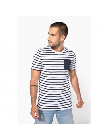 T-shirt manica corta a righe stile marinaio con tasca