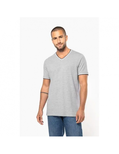 T-shirt piqué uomo scollo a V