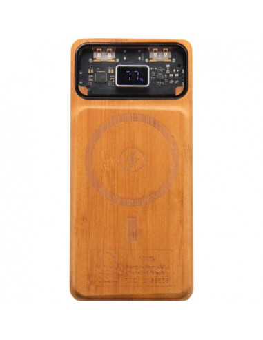 Power bank magnetico da 10.000 mAh e 15 W in legno SCX.design P48