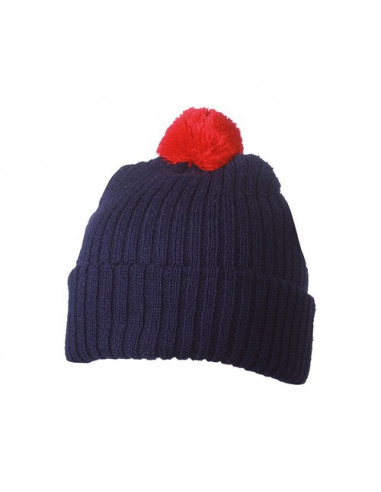 Knitted Cap with Pompon