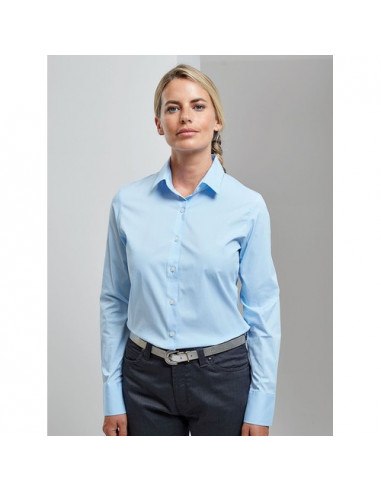 Ladies'’ Stretch FitCotton Poplin Long Sleev Shirtt