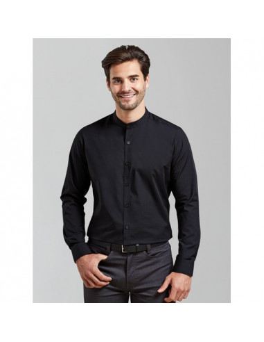 Banded Collar 'Grandad' Long Sleeve Shirt